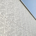 Likton perforated aluminum curtain wall panels installed on commercial building exterior facade