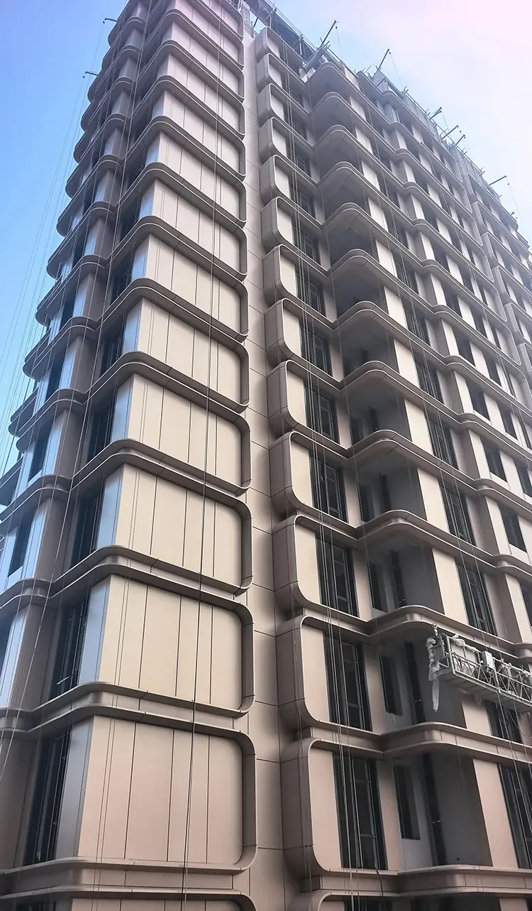 Home High-rise aluminum cladding facade where panel zones and fixing design require project-specific wind review