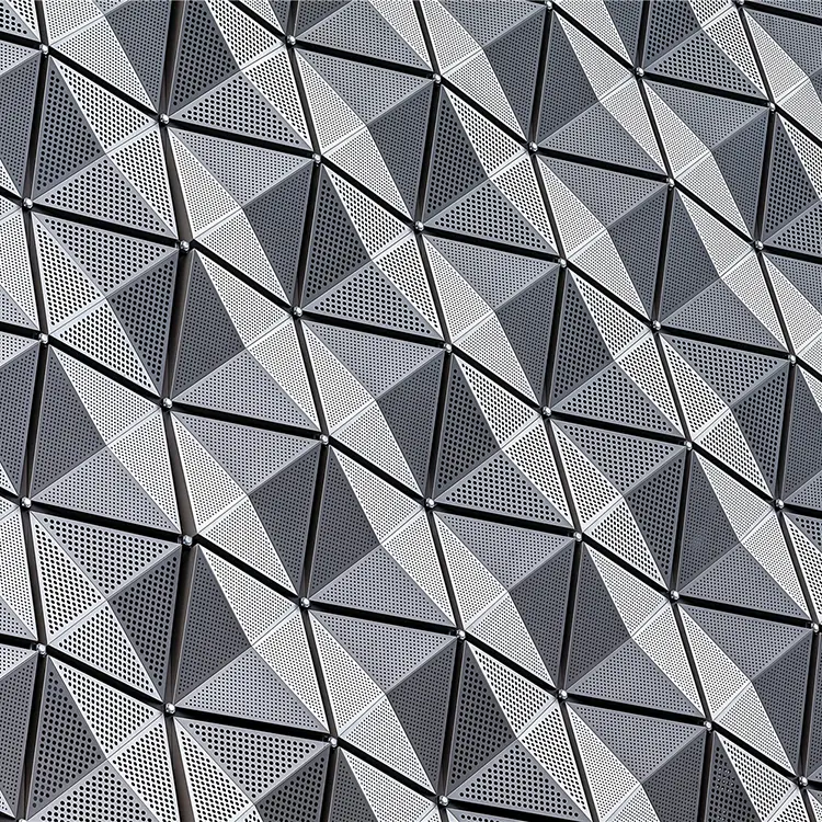 Likton three dimensional perforated aluminum facade panels with folded geometric shapes