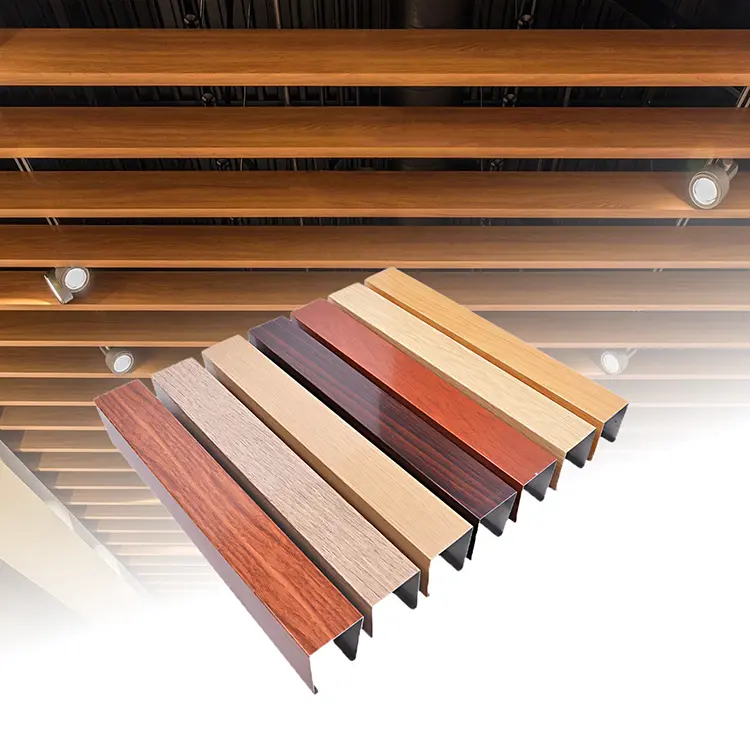 Likton aluminum profile finish samples showing wood grain and color options