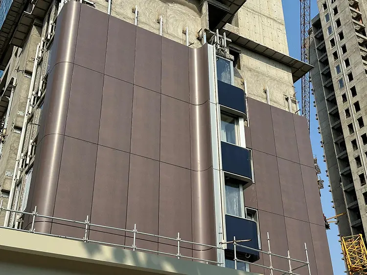Home Likton real site aluminium cladding panel installation on a building facade