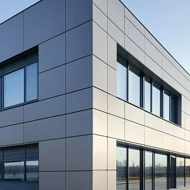 Home Likton solid aluminum facade panels with regular joints on exterior wall