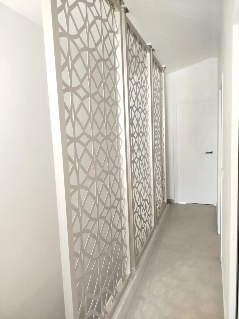 Laser-Cut Sliding Screens for Apartment Corridor - 2